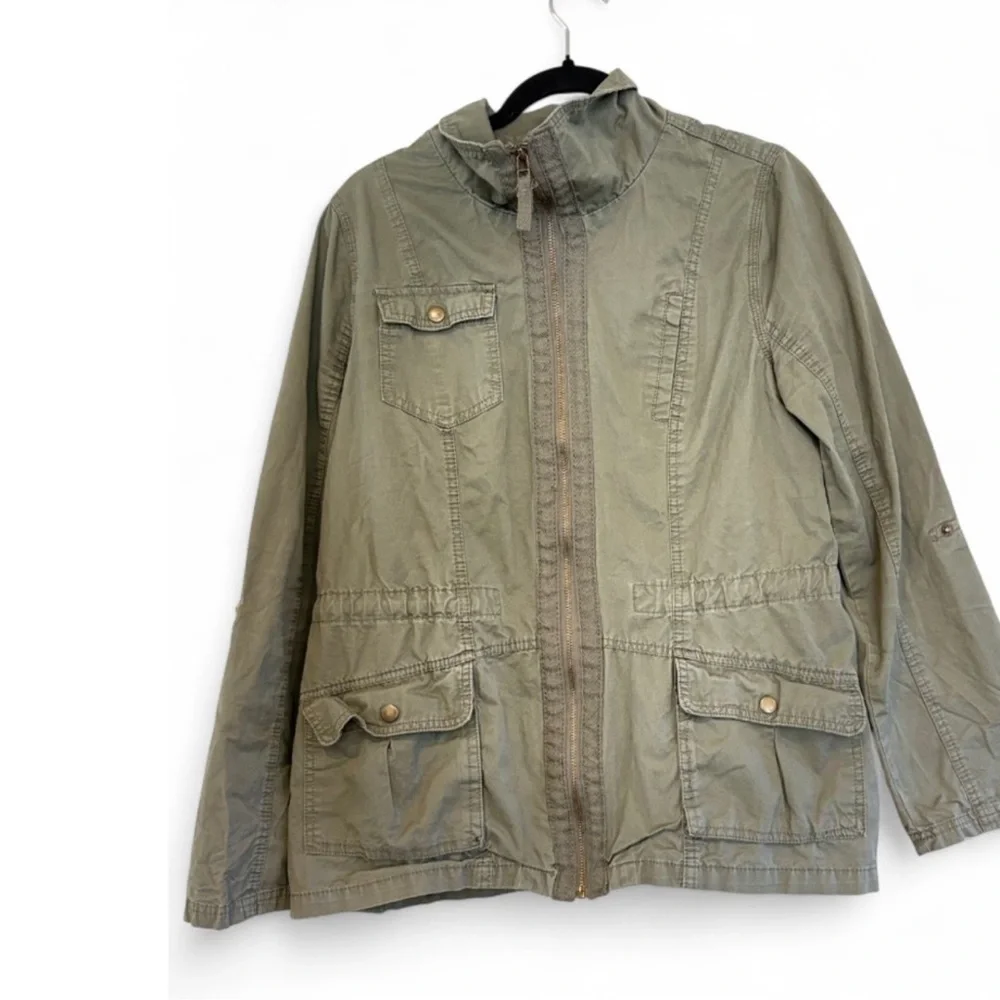 Ashley by 26 International Youth Green Utility Jacket Military Anorak Size Large